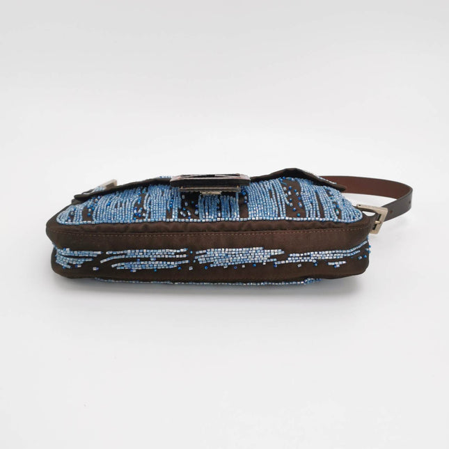 Sold Fendi Baguette Black Silk with Blue Beads
