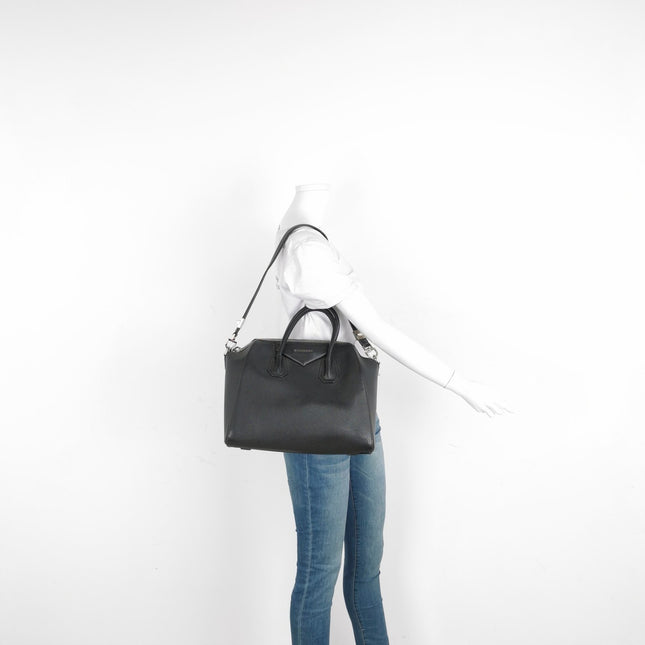Sold Givenchy Antigona Medium Black Calfskin Leather Top Handle bag with Strap