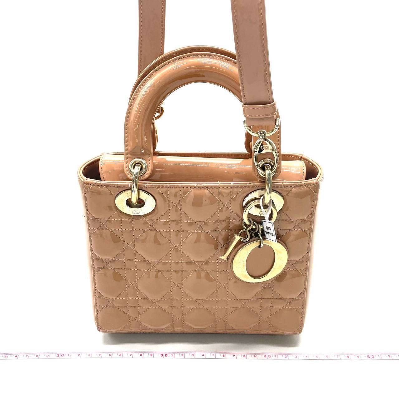 Lady Dior Small Nude Beige Patent Leather with Strap Luxbags