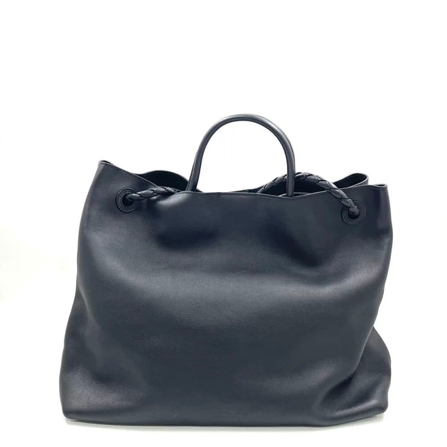 Bottega Veneta Andiamo Large Black Smooth Leather Handbag