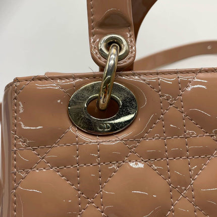 Lady Dior Small Nude Beige Patent Leather with Strap
