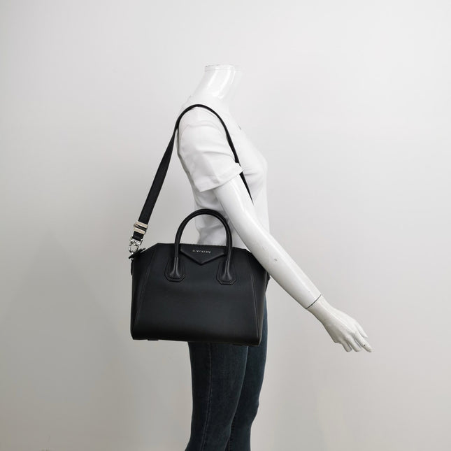 Sold Givenchy Antigona Small Black Calfskin Leather Top Handle bag with Strap