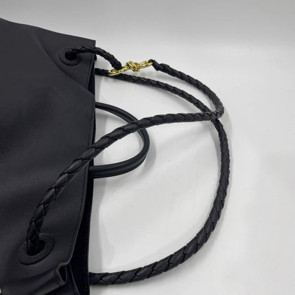 Bottega Veneta Andiamo Large Black Smooth Leather Handbag