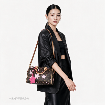 Louis Vuitton x Takashi Murakami Speedy 25 Cherry Blossoms on Monogram Crossbody Bag