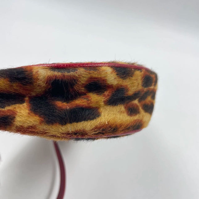 Dior Saddle Vintage Classic Leopard Print Ponyhair Calfskin leather red strap zip opening