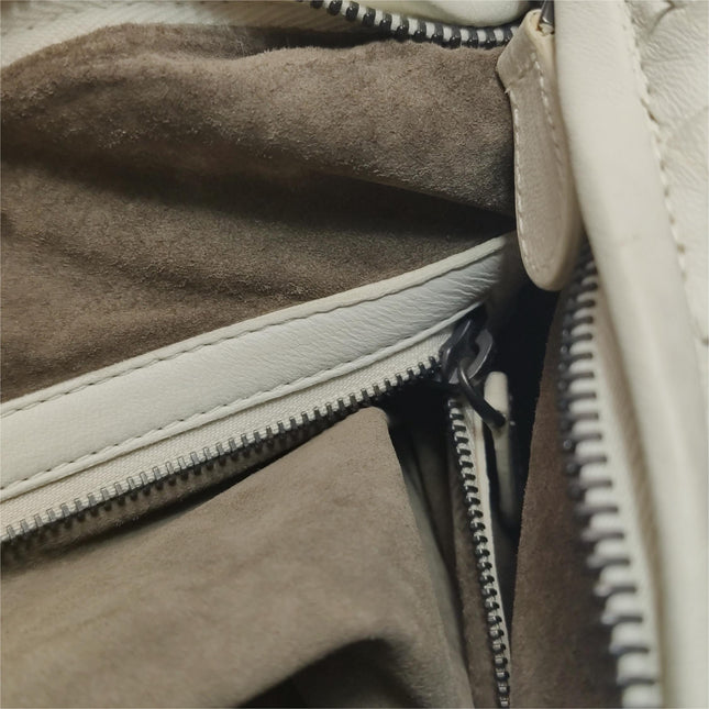 Bottega Veneta Veneta Hobo Dark White Leather Bag Maxi 55cm