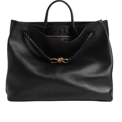 Bottega Veneta Andiamo Large Black Smooth Leather Handbag