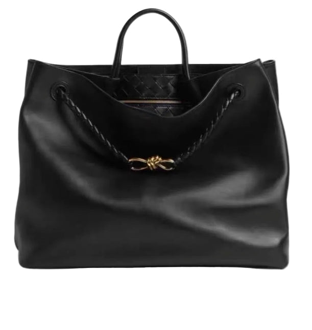 Bottega Veneta Andiamo Large Black Smooth Leather Handbag