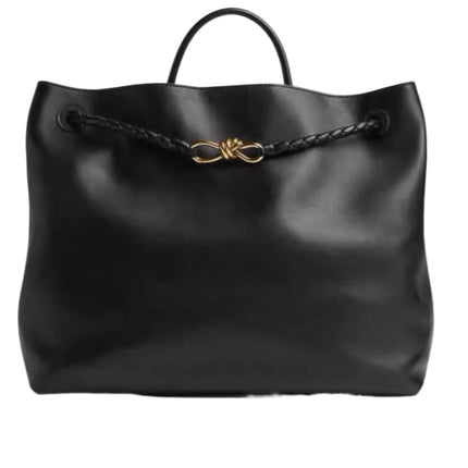 Bottega Veneta Andiamo Large Black Smooth Leather Handbag