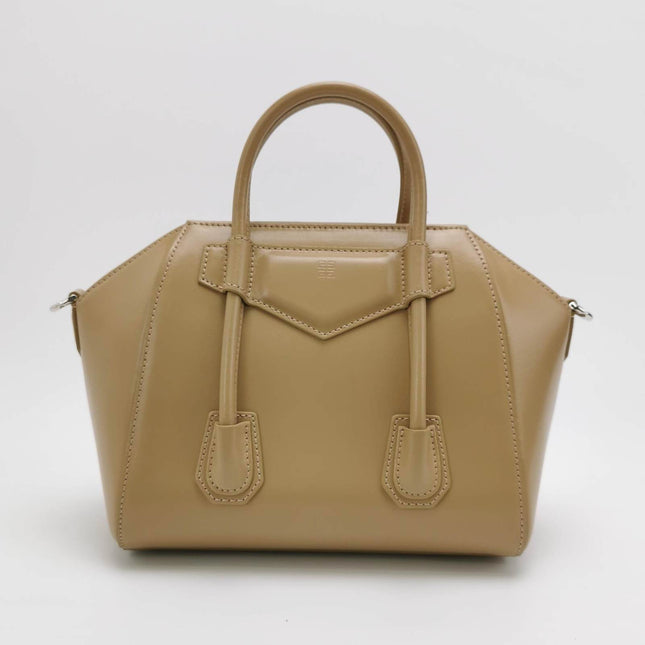Givenchy Antigona Lock Mini Beige Smooth Leather Top Handle bag with Strap