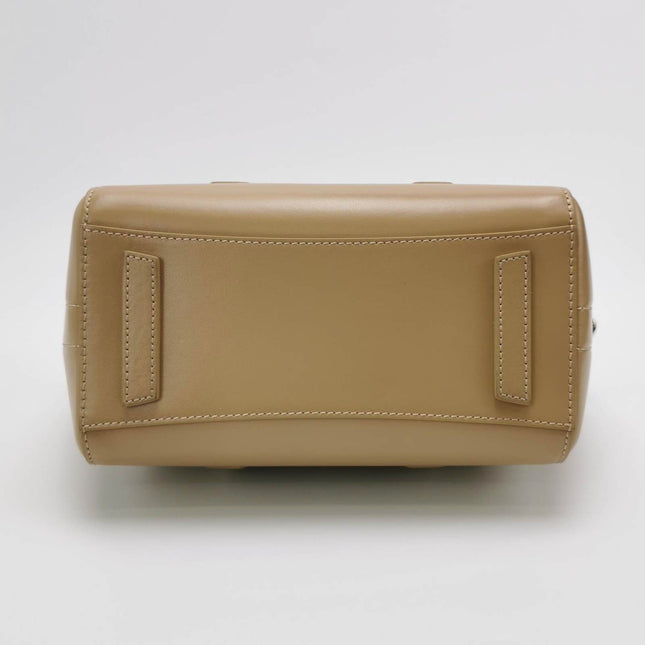 Givenchy Antigona Lock Mini Beige Smooth Leather Top Handle bag with Strap
