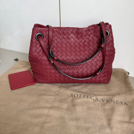 Bottega Veneta Garda Tote Burgundy Intrecciato Leather Medium 25cm