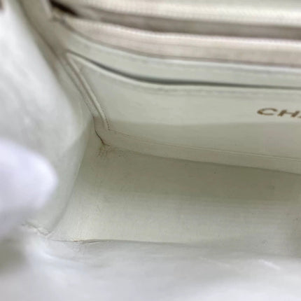 Chanel Mini Square Flap Bag Vintage White Lizard-skin Leather 24k Gold Plated Hardware, 2000-2002