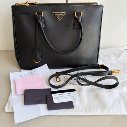 Prada Galleria Saffiano Leather Large Black with Strap