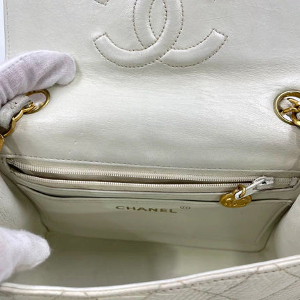 Chanel Mini Square Flap Bag Vintage White Lizard-skin Leather 24k Gold Plated Hardware, 2000-2002