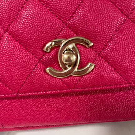 Chanel Business Affinity Small Pink Caviar Leather Top Handle Crossbody Bag