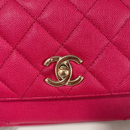Chanel Business Affinity Small Pink Caviar Leather Top Handle Crossbody Bag
