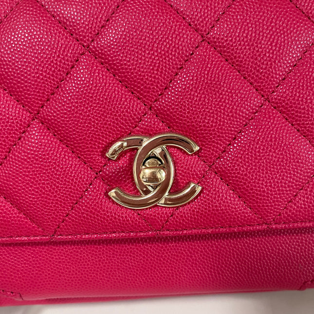 Chanel Business Affinity Small Pink Caviar Leather Top Handle Crossbody Bag