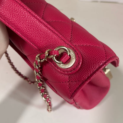 Chanel Business Affinity Small Pink Caviar Leather Top Handle Crossbody Bag