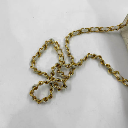 Chanel Mini Square Flap Bag Vintage White Lizard-skin Leather 24k Gold Plated Hardware, 2000-2002