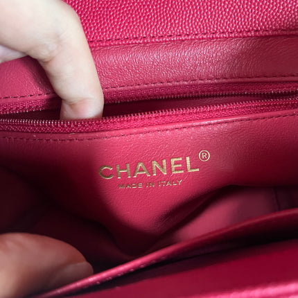 Chanel Business Affinity Small Pink Caviar Leather Top Handle Crossbody Bag