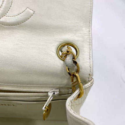 Chanel Mini Square Flap Bag Vintage White Lizard-skin Leather 24k Gold Plated Hardware, 2000-2002
