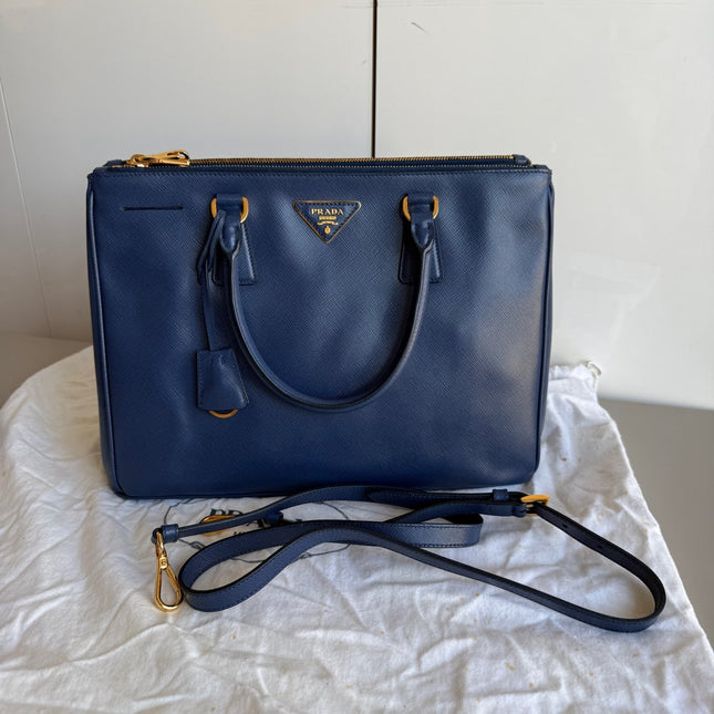 Prada Galleria Saffiano Leather Large Navy with Strap