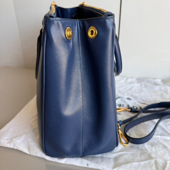 Prada Galleria Saffiano Leather Large Navy with Strap