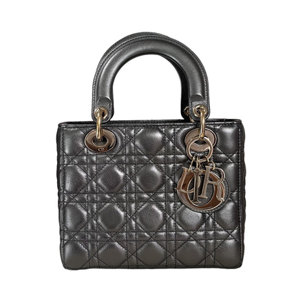 Sold Lady Dior Small ABCdior Gunmetal Grey Cannage Lambskin Handbag with ABC Strap