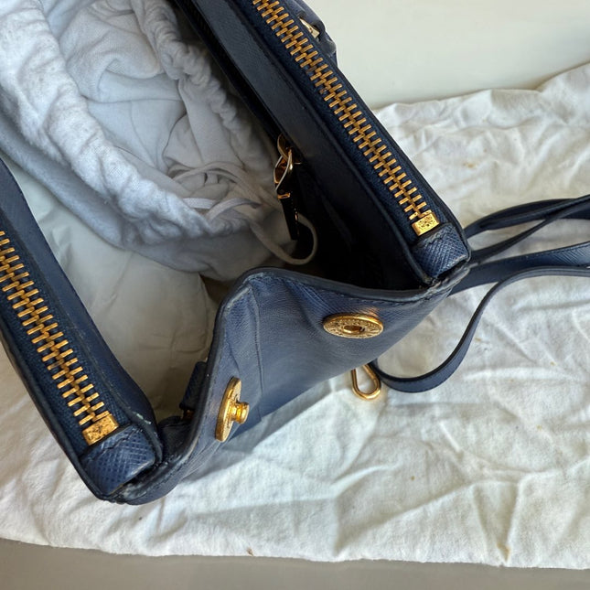Prada Galleria Saffiano Leather Large Navy with Strap