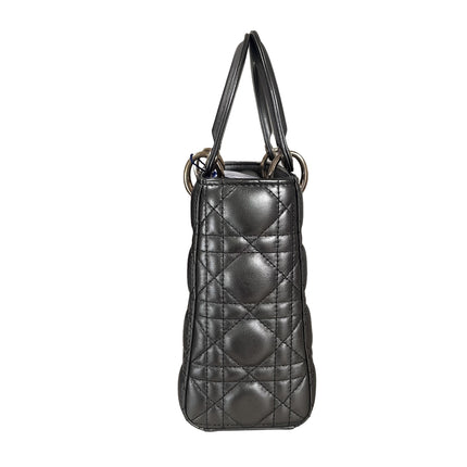 Sold Lady Dior Small ABCdior Gunmetal Grey Cannage Lambskin Handbag with ABC Strap