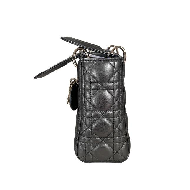 Sold Lady Dior Small ABCdior Gunmetal Grey Cannage Lambskin Handbag with ABC Strap