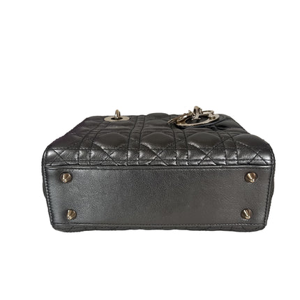 Sold Lady Dior Small ABCdior Gunmetal Grey Cannage Lambskin Handbag with ABC Strap