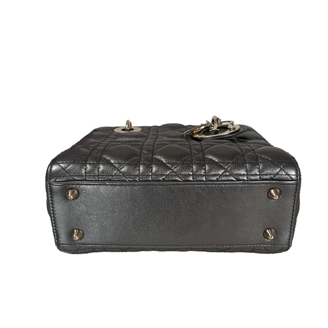 Sold Lady Dior Small ABCdior Gunmetal Grey Cannage Lambskin Handbag with ABC Strap