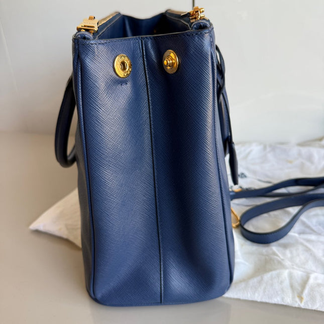 Prada Galleria Saffiano Leather Large Navy with Strap