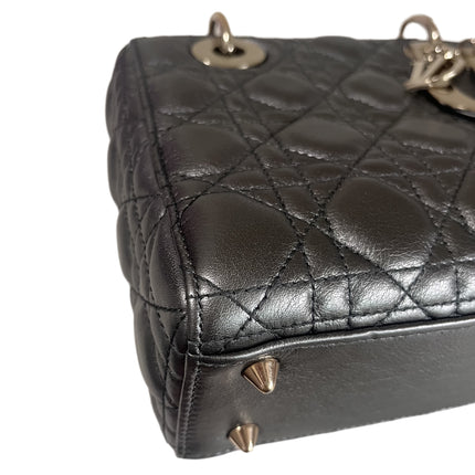 Sold Lady Dior Small ABCdior Gunmetal Grey Cannage Lambskin Handbag with ABC Strap