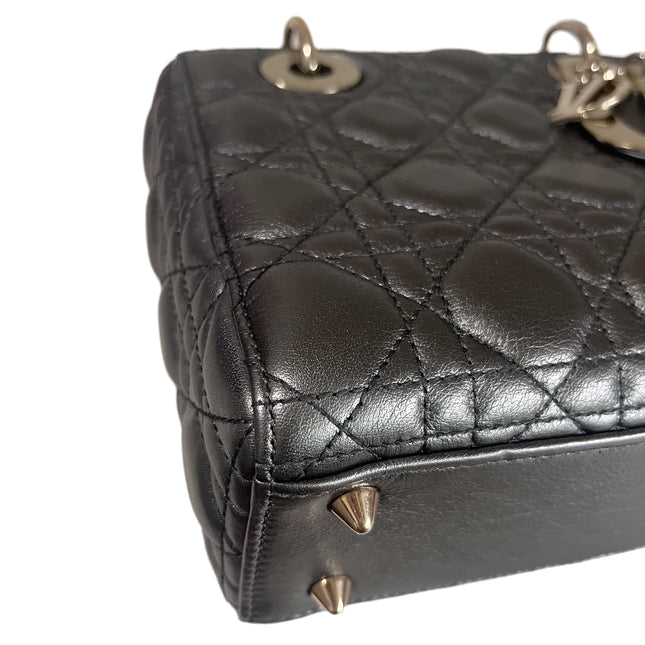 Sold Lady Dior Small ABCdior Gunmetal Grey Cannage Lambskin Handbag with ABC Strap
