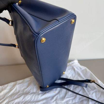 Prada Galleria Saffiano Leather Large Navy with Strap