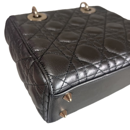 Sold Lady Dior Small ABCdior Gunmetal Grey Cannage Lambskin Handbag with ABC Strap