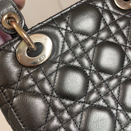 Sold Lady Dior Small ABCdior Gunmetal Grey Cannage Lambskin Handbag with ABC Strap