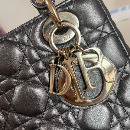 Sold Lady Dior Small ABCdior Gunmetal Grey Cannage Lambskin Handbag with ABC Strap