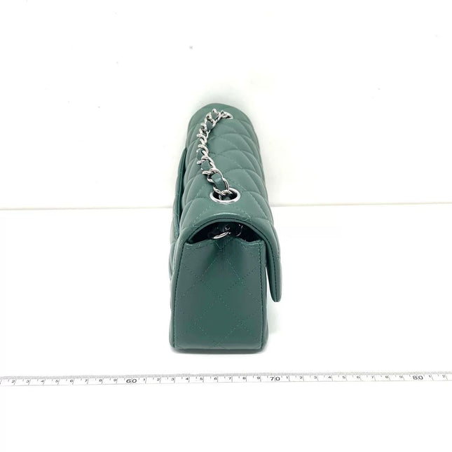 Chanel Classic Flap Mini Rectangular 2019 Green Lambskin Leather Silver Hardware