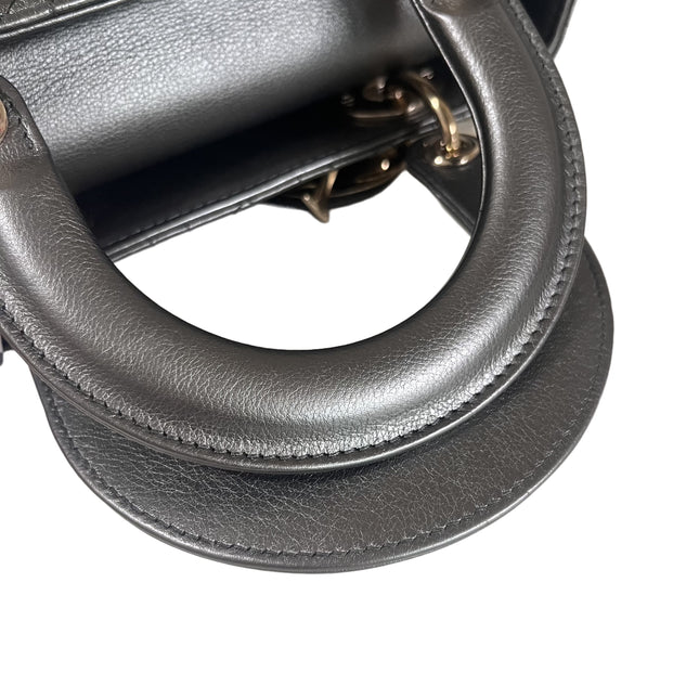 Sold Lady Dior Small ABCdior Gunmetal Grey Cannage Lambskin Handbag with ABC Strap