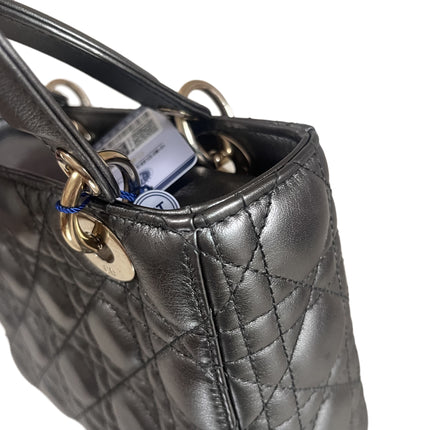 Sold Lady Dior Small ABCdior Gunmetal Grey Cannage Lambskin Handbag with ABC Strap