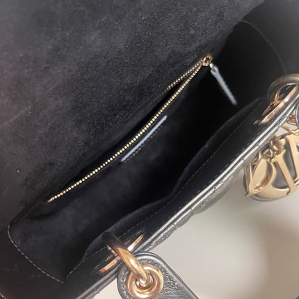 Sold Lady Dior Small ABCdior Gunmetal Grey Cannage Lambskin Handbag with ABC Strap