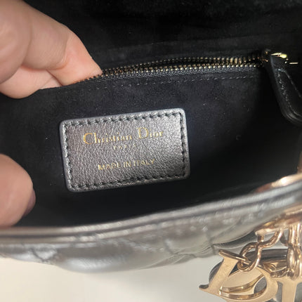 Sold Lady Dior Small ABCdior Gunmetal Grey Cannage Lambskin Handbag with ABC Strap