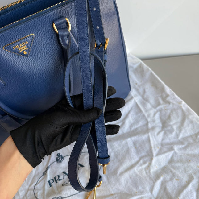 Prada Galleria Saffiano Leather Large Navy with Strap