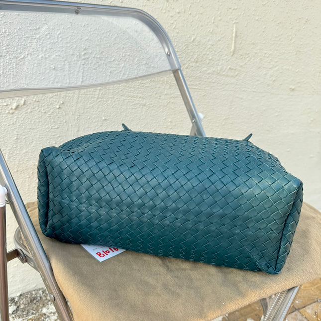 Bottega Veneta Garda Teal Blue Intrecciato Nappa Leather Large 33cm