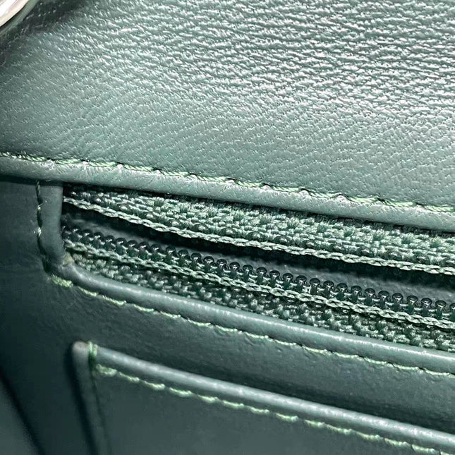 Chanel Classic Flap Mini Rectangular 2019 Green Lambskin Leather Silver Hardware
