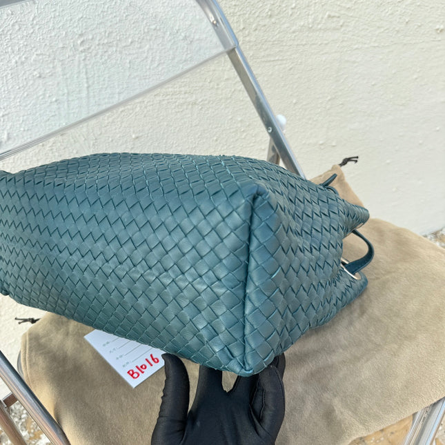 Bottega Veneta Garda Teal Blue Intrecciato Nappa Leather Large 33cm